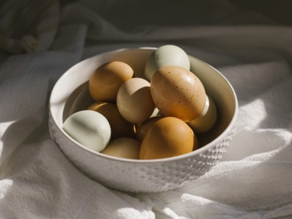 Farm fresh eggs in bowl