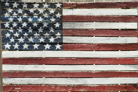 Painted rustic American flag