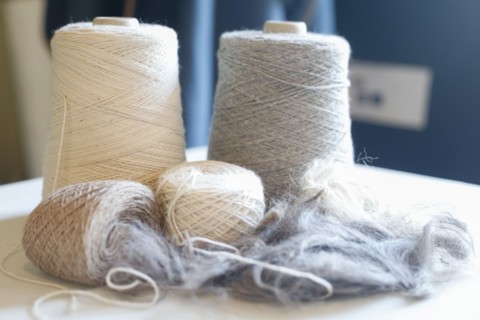 Spools of alpaca wool