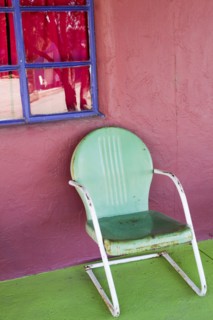 Retro metal chair on porch