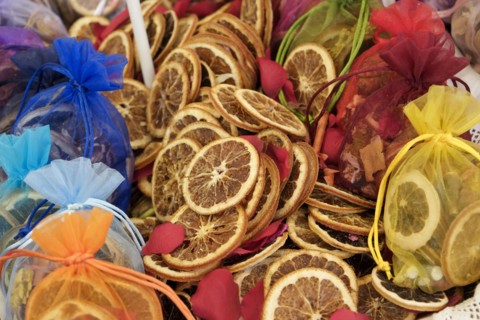 Dried oranges at farmers market
