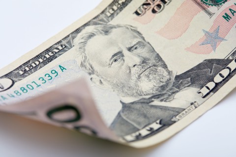 Close-up of fifty dollar bill