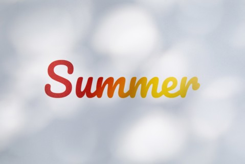 Colorful summer typography on white background