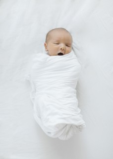 Overhead view of newborn baby boy