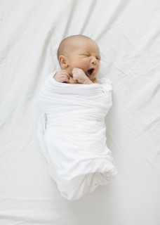 Overhead view of newborn baby boy