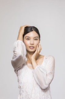 Studio portrait of beautiful woman