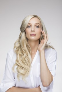 Studio portrait of beautiful blond woman