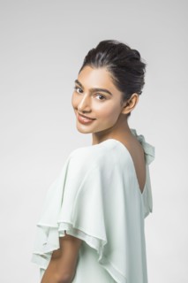Studio portrait of beautiful woman