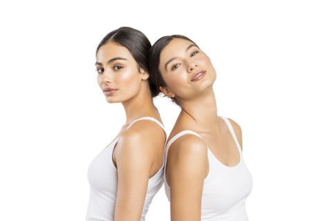 Studio portrait of two beautiful women