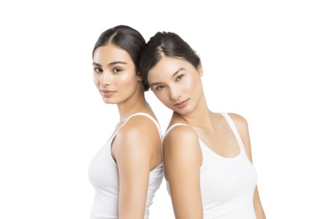 Studio portrait of two beautiful women
