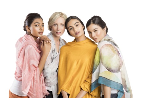 Studio portrait of four beautiful women