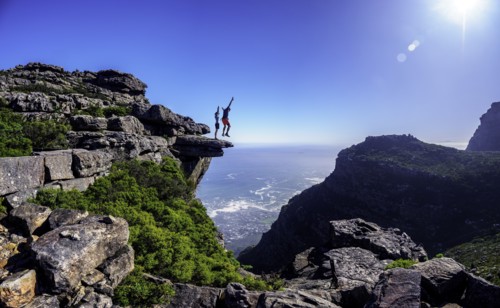 People enjoying view from Table Mountain