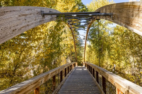 View across wooden Bow Bridge