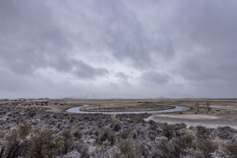Winter sky over spring creek
