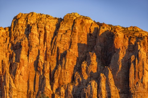 Red cliffs at sunset in Zion National Park