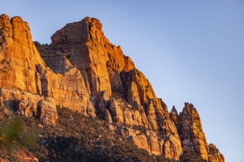 Red cliffs at sunset in Zion National Park