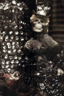 Halloween decorations with jewelry and skull