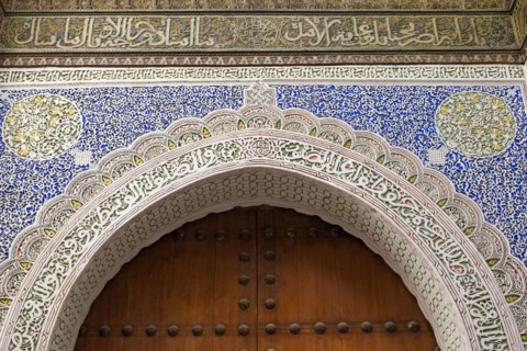 Beautiful hand-carved plaster detail of Moorish design