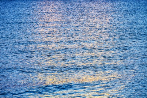 Calm ocean surface reflecting sunlight
