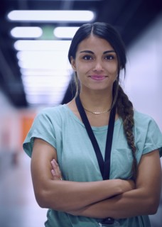 Portrait of smiling female technician