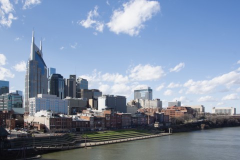 Downtown buildings and Cumberland River