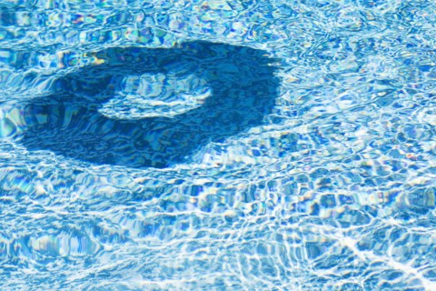 Shadow of inflatable ring on water surface