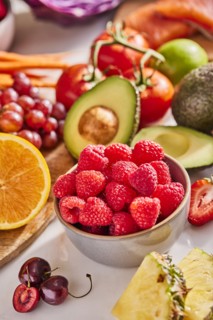 Studio shot of assorted fruit and vegetables