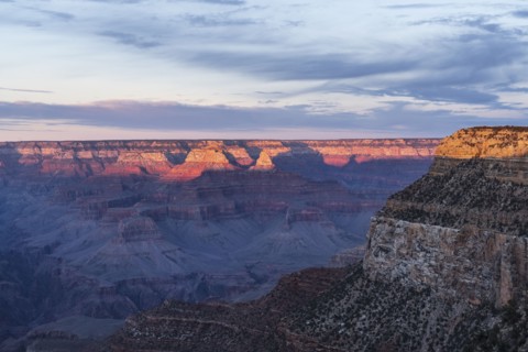 Grand Canyon National Park rock formations at sunset