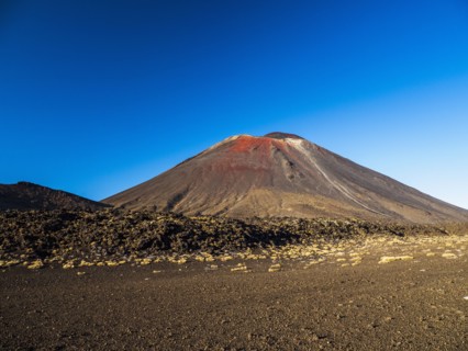 Mount Ngauruhoe volcano against blue sky