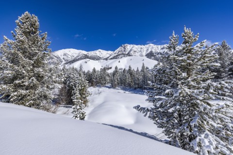 Scenic view of mountains in winter