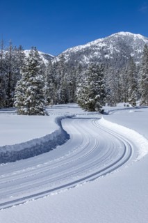 Country road in mountains in winter