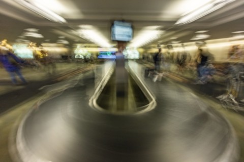 Blurred image of baggage claim area on airport