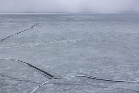 Ice floe on frozen Lake Mendota