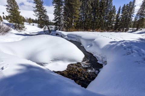 Big Wood River with snow on banks