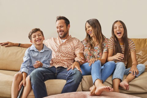 Portrait of smiling family with two children