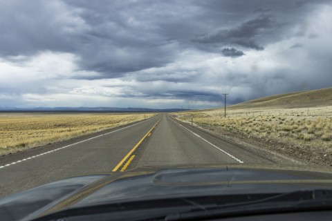 View of highway during stormy weather