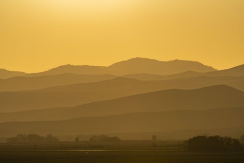Mountain layers during sunset near Sun Valley