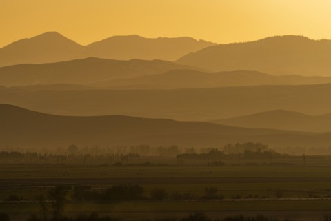 Mountain layers during sunset near Sun Valley