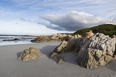 Rocky coastline of Atlantic Ocean in Voelklip Beach
