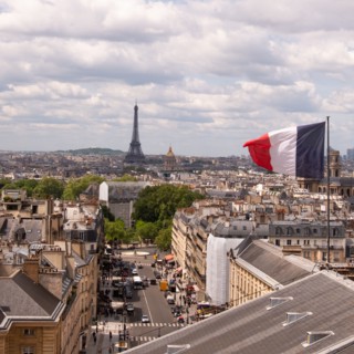French flag on building roof