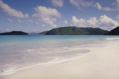 Calm sea waves on tropical sandy beach, St. John, United States Virgin Islands, USA