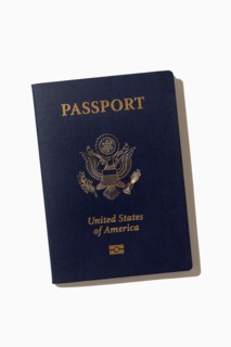 American passport on white background, New York, NY, USA