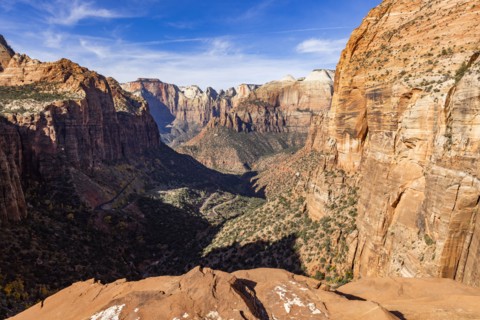 Zion Canyon rock formations seen from Zion Overlook, , Utah, USA