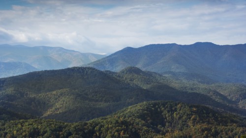 USA, Tennessee, Townsend, View of forested Smoky Mountains, , Tennessee, USA