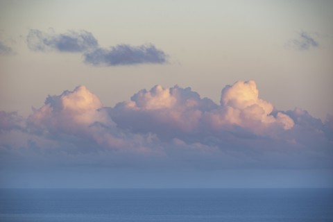 USA, United States Virgin Islands, St. John, Clouds over Caribbean Sea at sunset, St. John, United