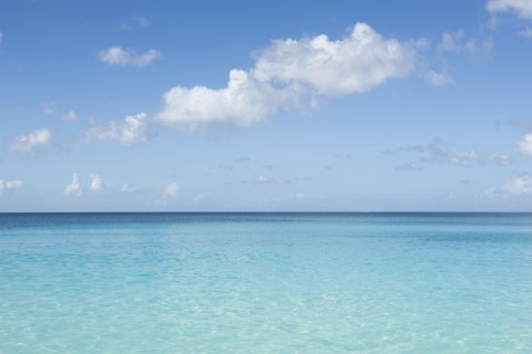 USA, United States Virgin Islands, Clouds over calm Caribbean Sea, St. John, United States Virgin