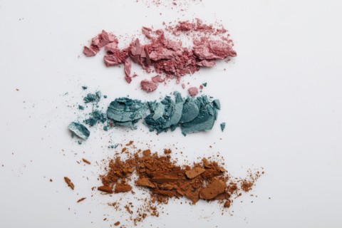 Studio shot of colorful eyeshadow on white background, New York, New York, USA