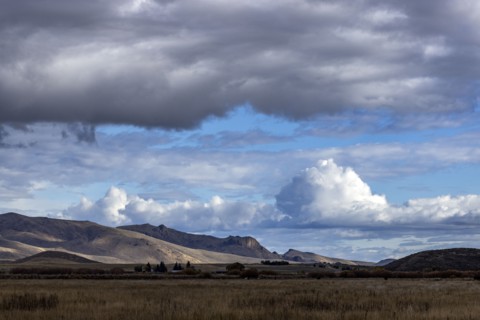 USA, Idaho, Bellevue, Dramatic clouds over landscape, Bellevue, Idaho, USA