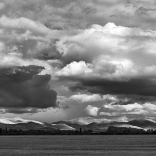 USA, Idaho, Bellevue, Dramatic clouds over landscape, Bellevue, Idaho, USA
