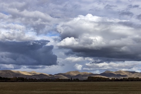 USA, Idaho, Bellevue, Dramatic clouds over landscape, Bellevue, Idaho, USA